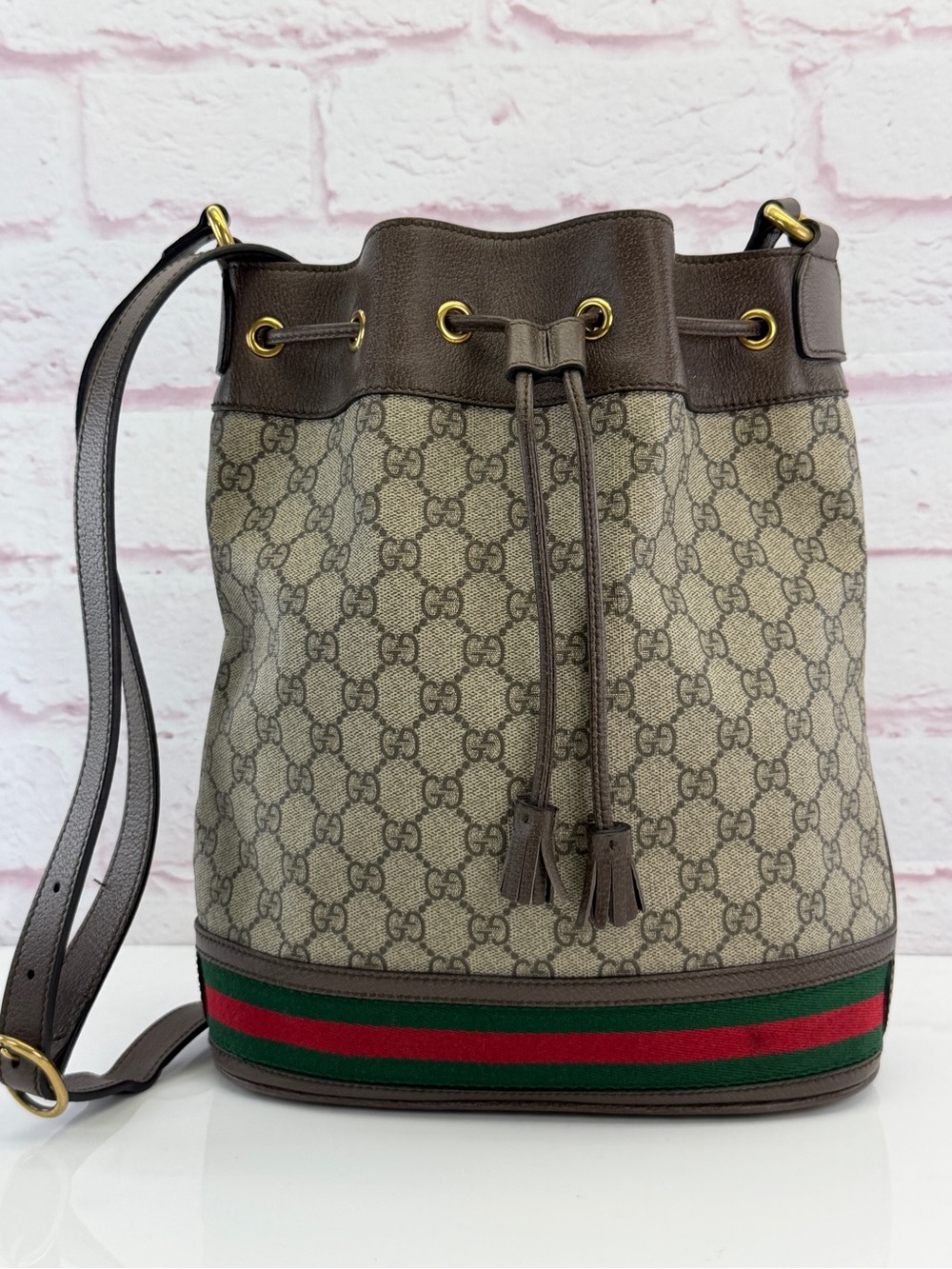 Gucci GG Supreme Medium Ophidia Bucket Bag - Picture 1 of 12